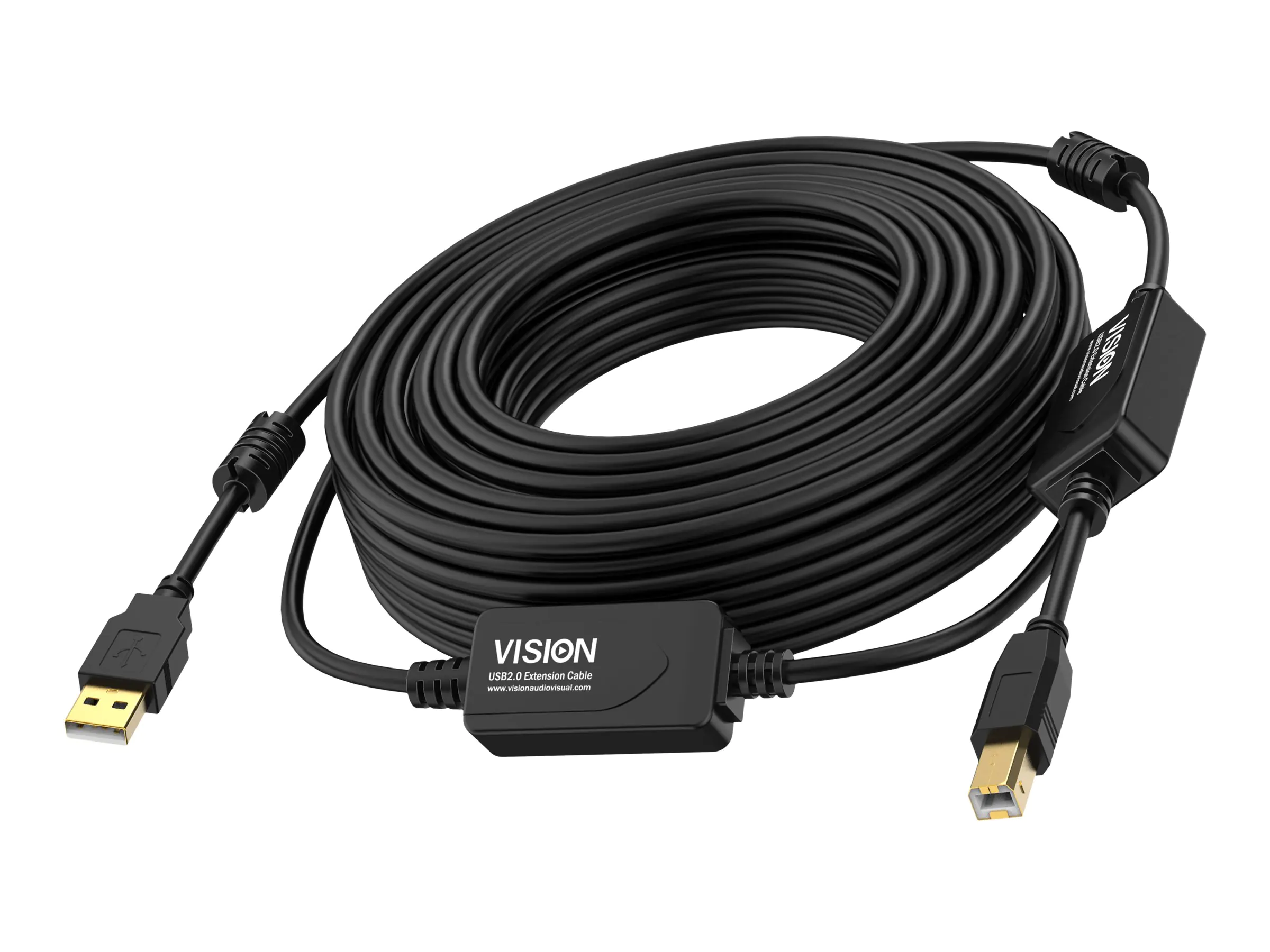 Vision - USB-Kabel - USB (M) zu USB Typ B (M) - USB 2.0 - 15 m - aktiver Booster nachgeschaltet - Schwarz Vision - USB-Kabel - USB (M) zu USB Typ B (M) - USB 2.0 - 15 m - aktiver Booster nachgeschaltet - Schwarz