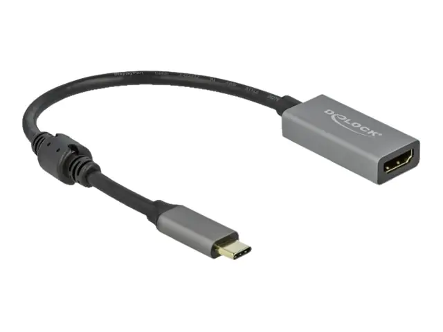 Delock - High Speed - Videoadapter - 24 pin USB-C männlich zu HDMI weiblich - 20 cm - Grau, Schwarz - aktiv