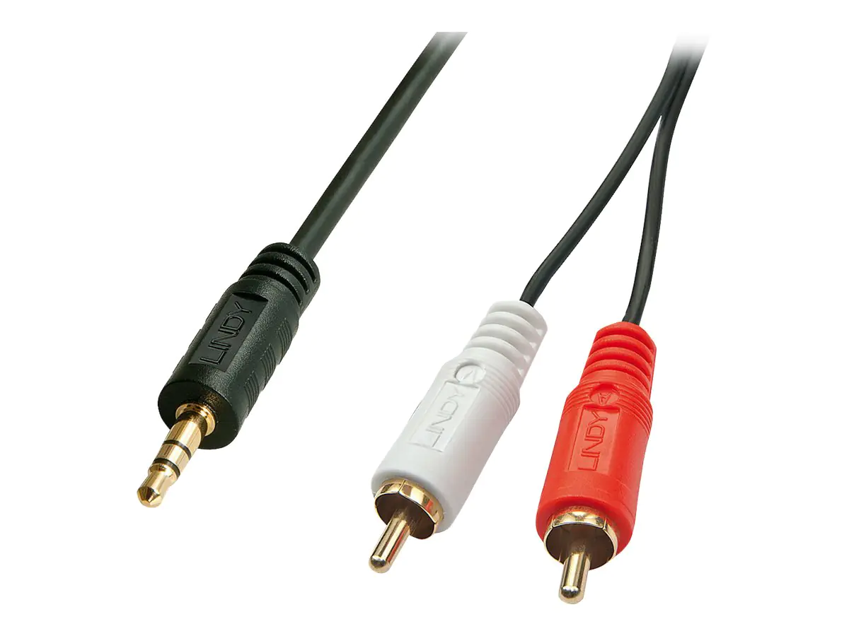 Lindy Premium - Audiokabel - RCA x 2 (M) bis Stereo Mini-Klinkenstecker (M) - 20 m - abgeschirmt - Schwarz