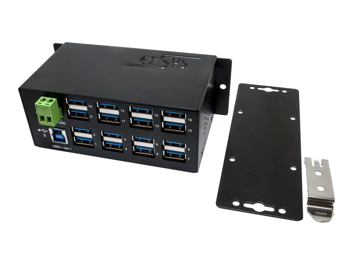 Exsys EX-1113HMS - Hub - 16 x USB 3.1 Gen 1 - an DIN-Schiene montierbar - Gleichstrom