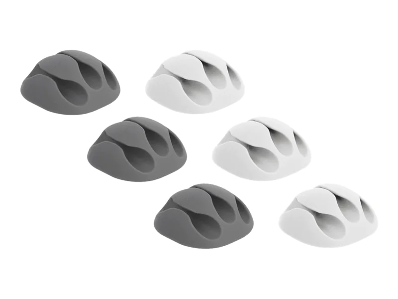 DeLOCK with 3 feed-throughs - Kabelhalter-Kit - Tisch montierbar, Oberfläche montierbar, geeignet für Wandmontage - Grau, weiß