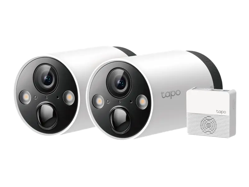 Tapo C420S2 V1 - 2 x Tapo C420 Kameras + Tapo H200 Hub - Netzwerk-Überwachungskamera - Innenbereich, Außenbereich - staubbeständig/wasserfest - Farbe (Tag&Nacht) - 2560 x 1440 - 2K - feste Brennweite - Audio - drahtlos - Wi-Fi - H.264