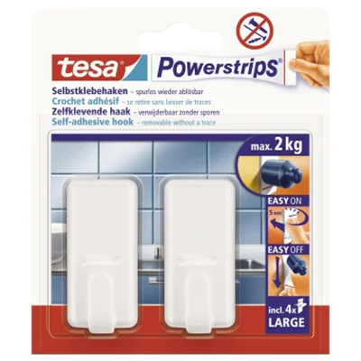 tesa Haken Powerstrips 58010-00044 L Classic ws 2 St./Pa tesa Haken Powerstrips 58010-00044 L Classic ws 2 St./Pa