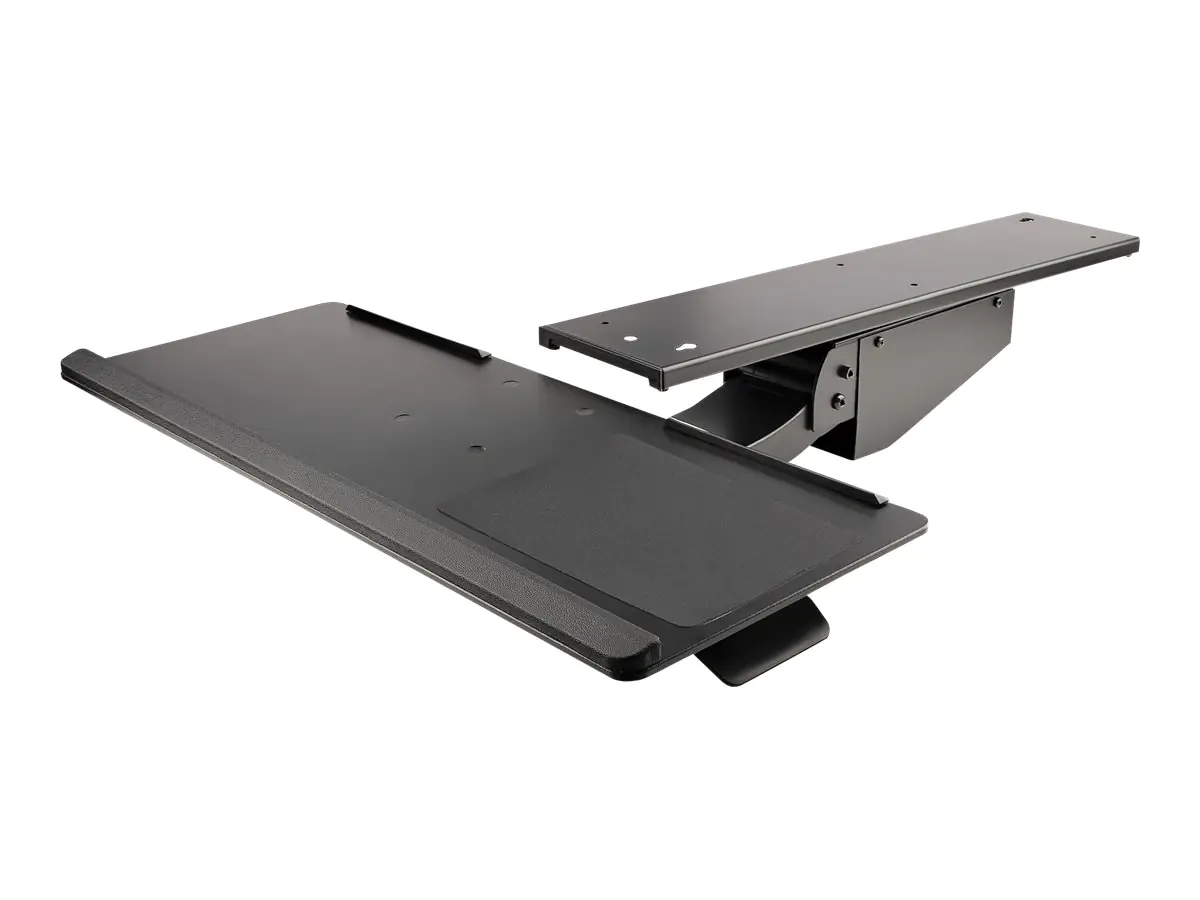 StarTech Tastaturablage - Höhenverstellbare Tastatur und Mausablage, 25 x 66 cm - Ergonomische Schreibtisch/Computer Tastaturablage mit Mauspad & Handgelenkauflage - Kipp/Drehfunktion (KBTRAYADJ2) - Tastatur-/Mausablage - unter Tisch montierbar - Schwarz