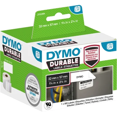Dymo Polypropylen (PP) - stark klebend - Schwarz auf Weiß - 32 x 57 mm 800 Etikett(en) (1 Rolle(n) 2112289
