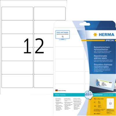 HERMA Haftetikett Movables 10017 99,1x42,3mm weiß 300 St./Pack. HERMA Haftetikett Movables 10017 99,1x42,3mm weiß 300 St./Pack.