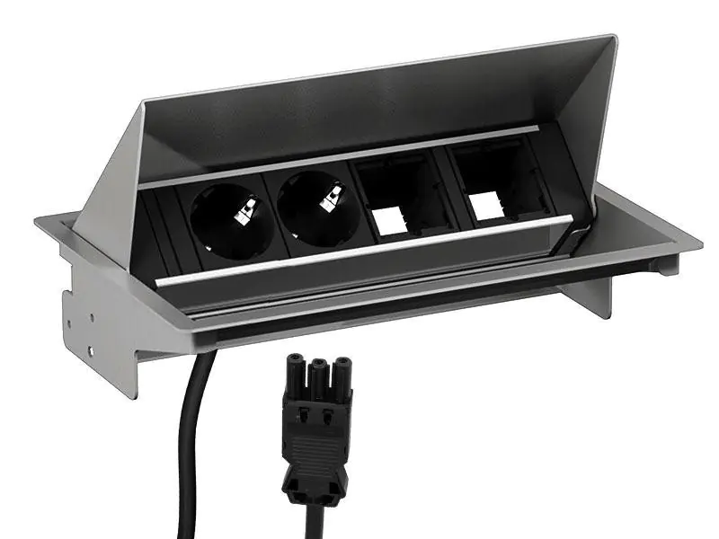 Bachmann CONEO - Steckdosenleiste - Eingabe, Eingang GST18 - Ausgangsanschlüsse: 2 - 20 cm - metallisch grau, RAL 9006