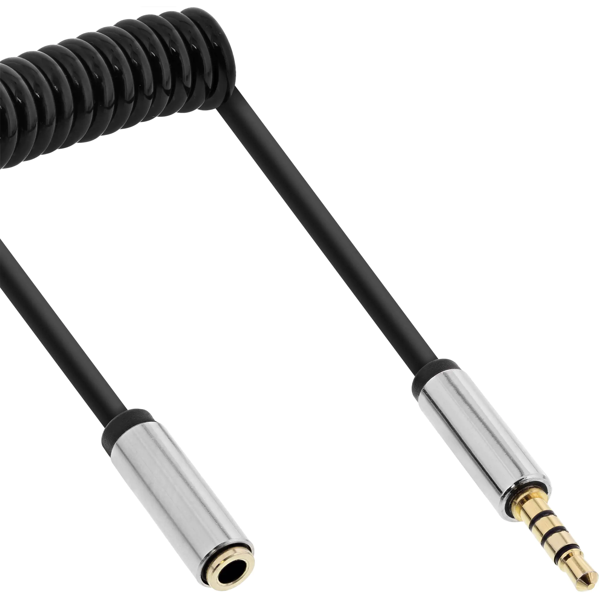 InLine Slim - Audioverlängerungskabel - 4-poliger Mini-Stecker (M) bis 4-poliger Mini-Stecker (W) - 2 m - Schwarz - gewickelt