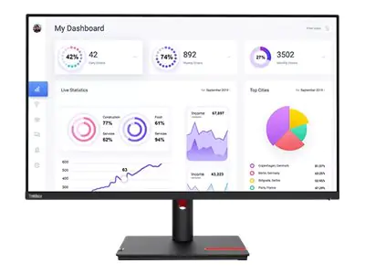 Lenovo ThinkVision T32p-30 - LED-Monitor - 80 cm (31.5") - 3840 x 2160 4K - IPS - 350 cd/m² - 1000:1 - HDR10 - 4 ms - HDMI, DisplayPort, USB-C - Raven Black - Campus