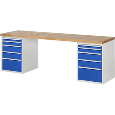 RAU Werkbank 7000 2.500 x 890 x 700 mm (B x H x T) enzianblau lichtgrau RAU Werkbank 7000 2.500 x 890 x 700 mm (B x H x T) enzianblau lichtgrau