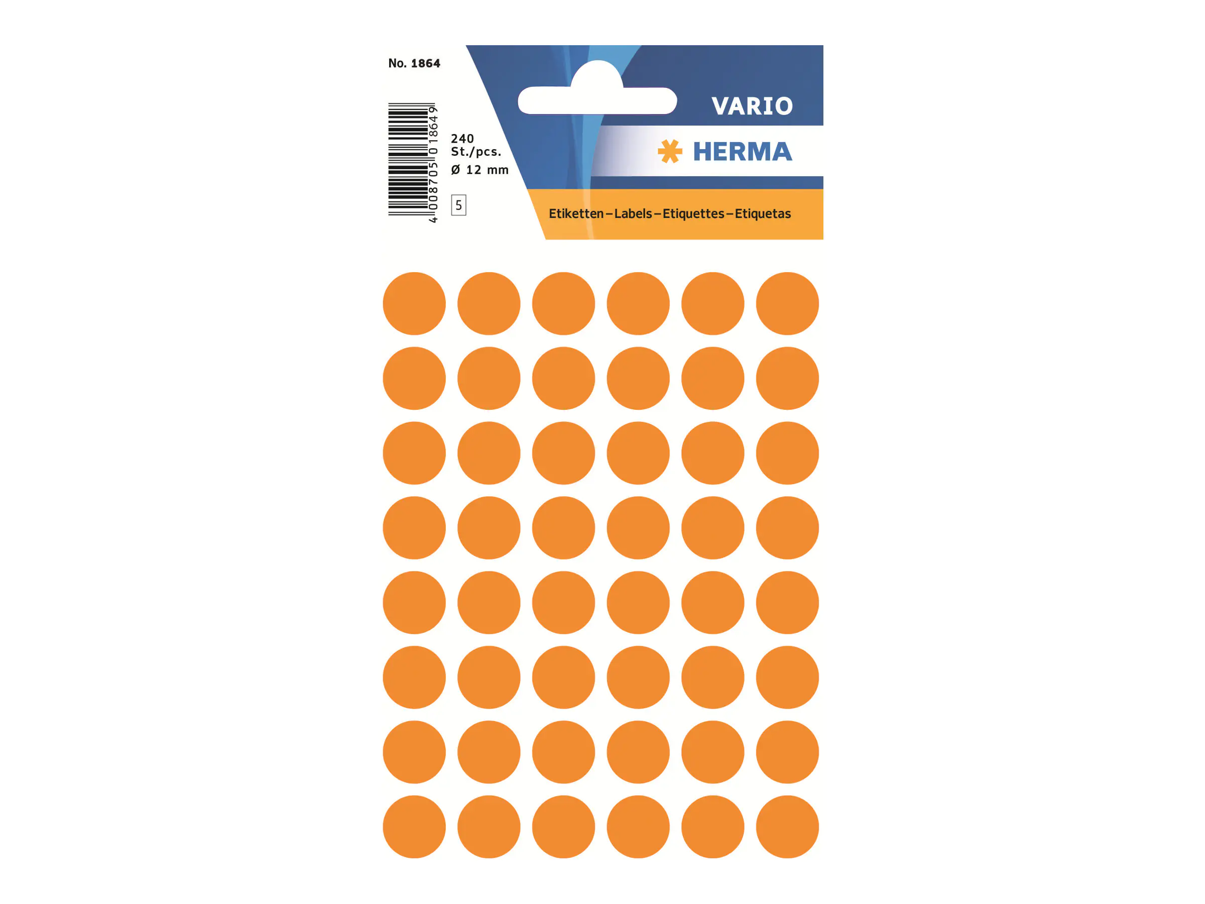 HERMA Markierungspunkt 1864 13mm leuchtorange 240 St./Pack.