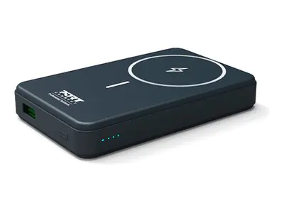 PORT Designs PORT Connect - Induktive Power Bank - Li-Pol - 10000 mAh - 37 Wh - 20 Watt - 2.4 A - PD - 2 Ausgabeanschlussstellen (USB Typ A, USB-C) 907005