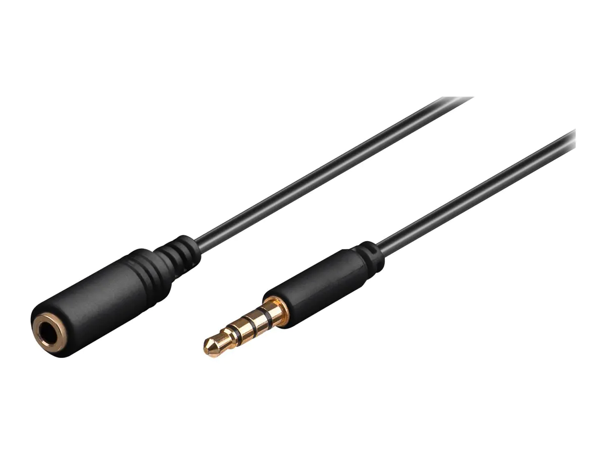 goobay - Headset-Erweiterungskabel - 4-poliger Mini-Stecker (M) bis 4-poliger Mini-Stecker (W) - 50 cm - abgeschirmt - Schwarz - rund
