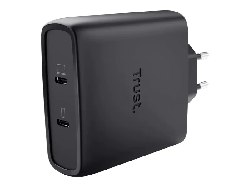 Trust Maxo - Netzteil - GaN - 100 Watt - 5 A - Power Delivery 3.0 + PPS - 2 Ausgabeanschlussstellen (24 pin USB-C) 25527