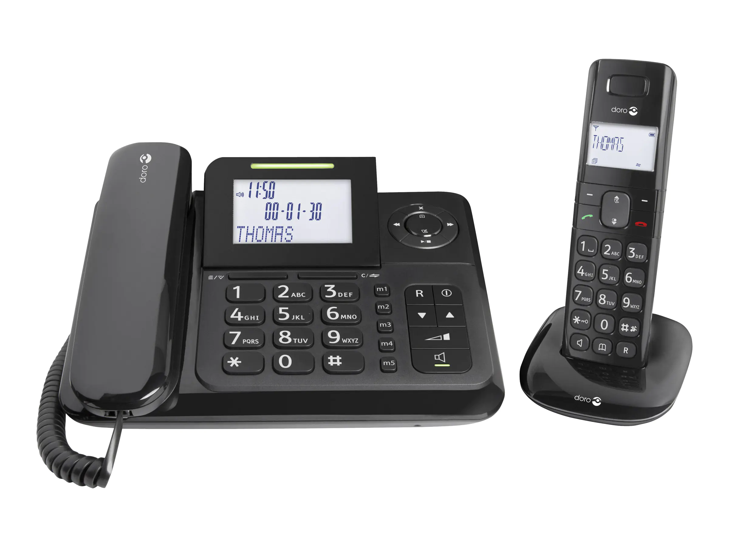 Doro Comfort 4005 - Mit Schnur/schnurlos - Anrufbeantworter mit Rufnummernanzeige - DECT - Schwarz