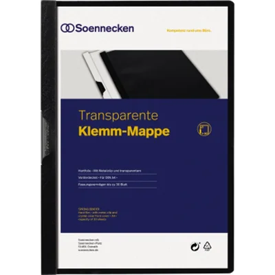 Soennecken Klemmmappe 3320 DIN A4 bis 30Blatt PVC schwarz Soennecken Klemmmappe 3320 DIN A4 bis 30Blatt PVC schwarz