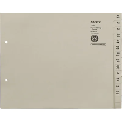 Leitz Registerserie 13360085 DIN A4 A-Z für 36 Ordner Tauenpapier grau Leitz Registerserie 13360085 DIN A4 A-Z für 36 Ordner Tauenpapier grau