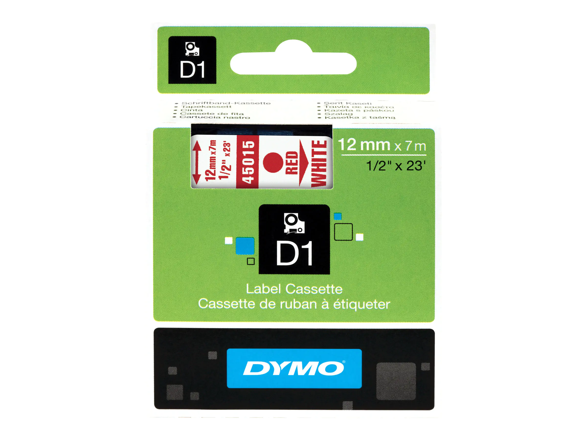 Dymo D1 - Selbstklebend - Rot auf Weiß - Rolle (1,2 cm x 7 m) S0720550