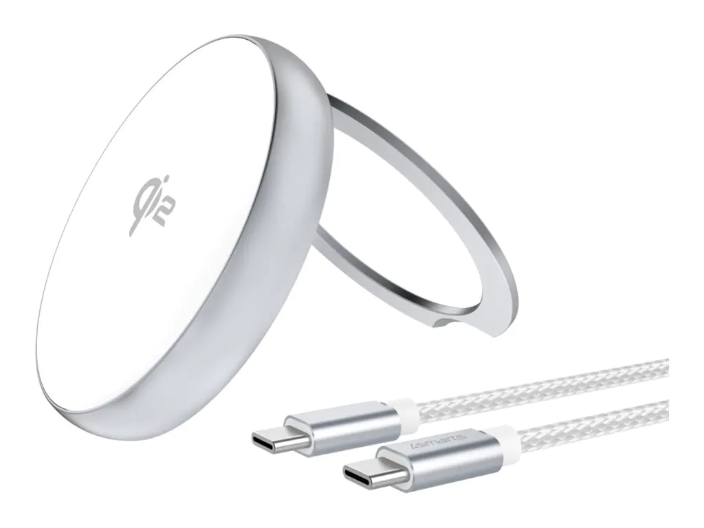 4smarts Qi2 Charger Kickstand silber weiß