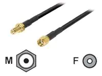 InLine - Antennenverlängerungskabel - R-SMA (M) zu R-SMA (W) - 10 m - Doppelisolierung - RG-58