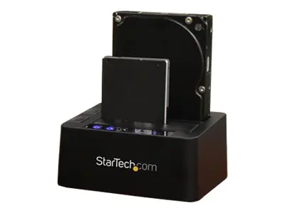StarTech USB 3.1 (10 Gbit/s) Duplizierer Dockingstation für 2,5" & 3,5" SATA SSD/HDD Laufwerke - Clone / Kopierstation bis zu 28GB/min - Festplattenduplikator - 2 Schächte (SATA-300) - für P/N: TBLT3MM1MA, TBLT3MM2M, TBLT3MM2MA