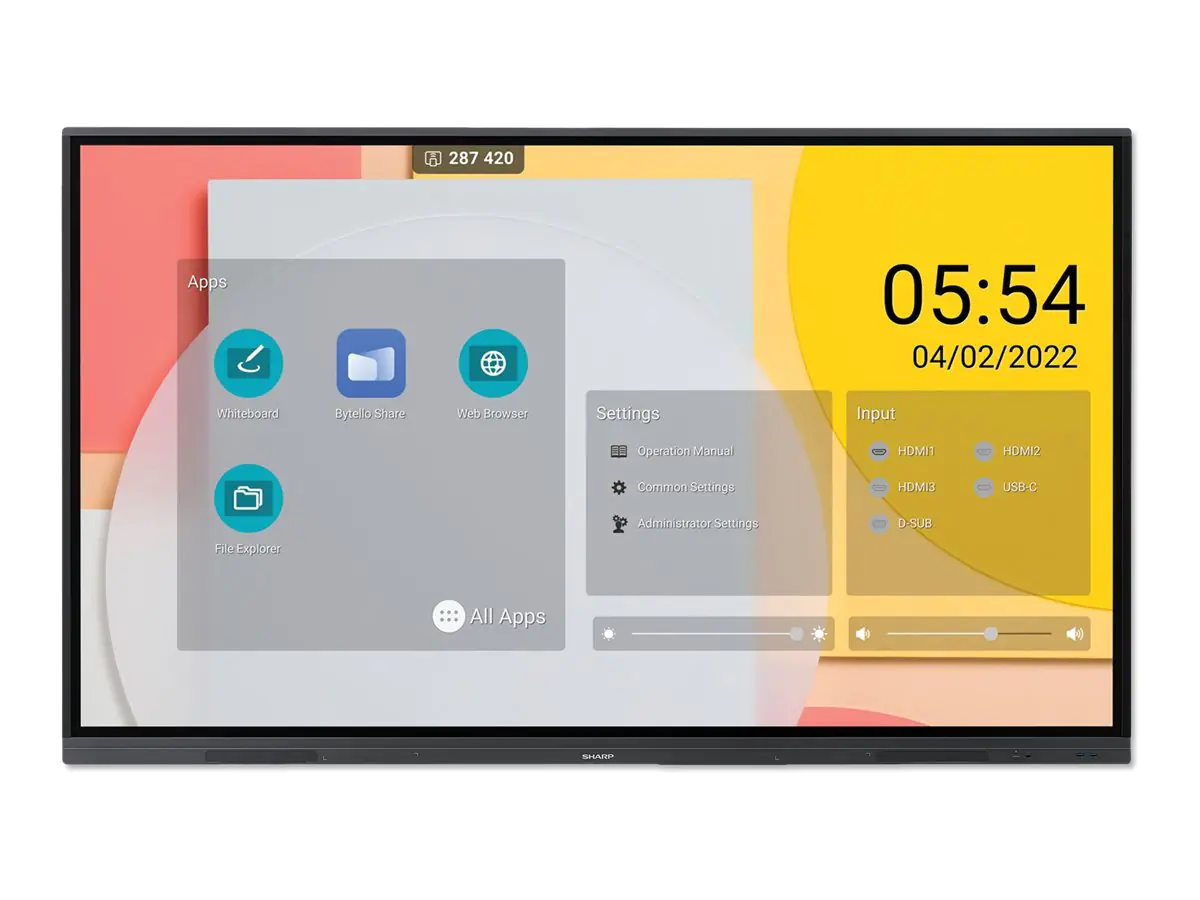 Sharp PN-L652B - 165 cm (65") Diagonalklasse L2B Series LCD-Display mit LED-Hintergrundbeleuchtung - interaktiv - mit Touchscreen (Multi-Touch) - Android - 4K UHD (2160p) 3840 x 2160 - Direct LED