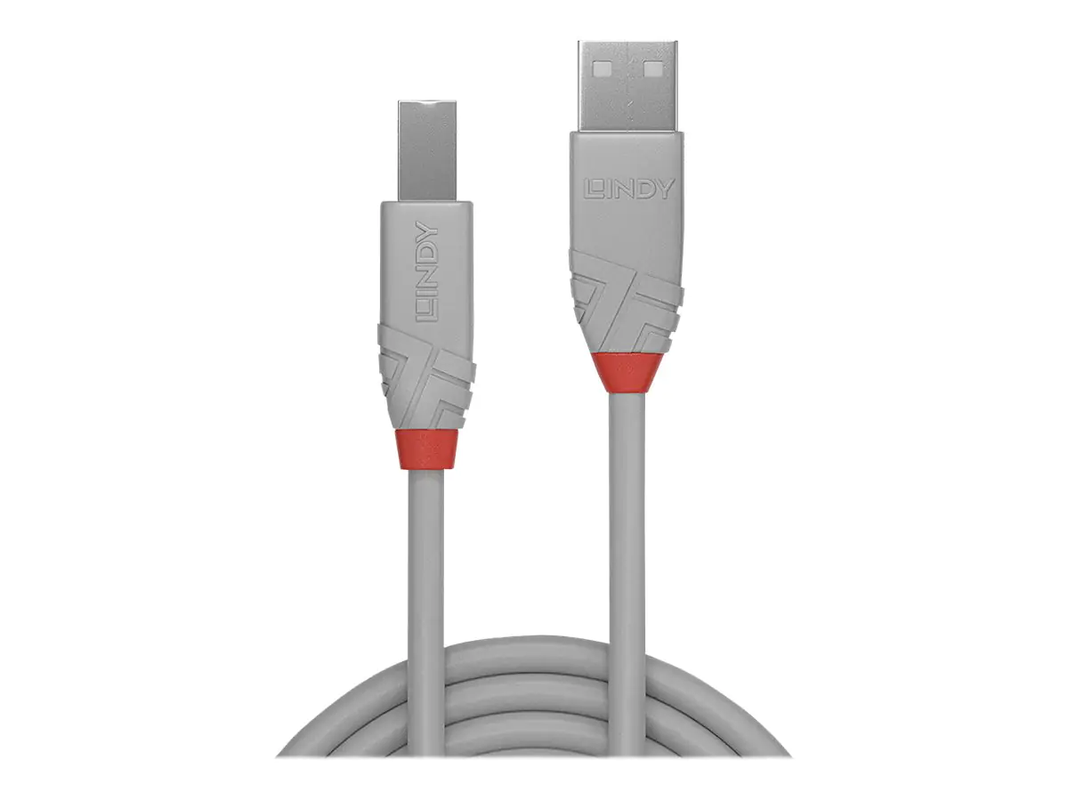 Lindy Anthra Line - USB-Kabel - USB (M) zu USB Typ B (M) - USB 2.0 - 5 m - rund - Grau Lindy Anthra Line - USB-Kabel - USB (M) zu USB Typ B (M) - USB 2.0 - 5 m - rund - Grau