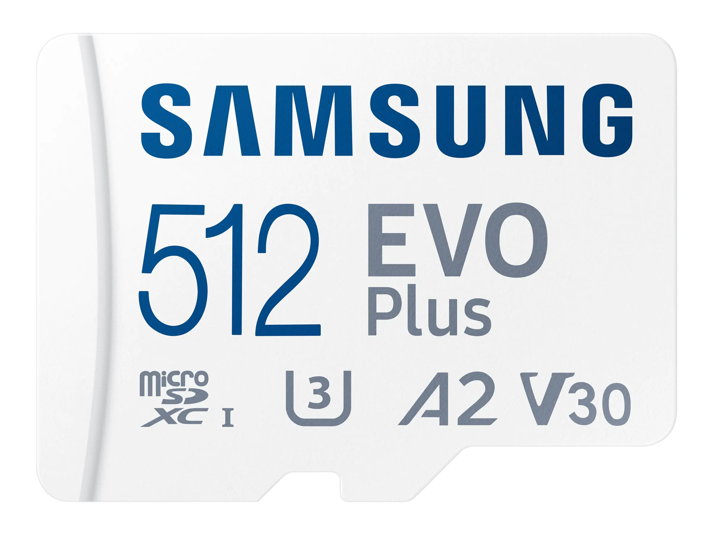 Samsung EVO Plus MB-MC512KA - Flash-Speicherkarte (microSDXC-an-SD-Adapter inbegriffen) - 512 GB - A2 / Video Class V30 / UHS-I U3 / Class10 - microSDXC UHS-I - weiß