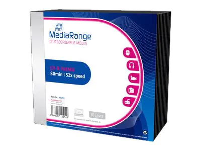 MediaRange - 10 x CD-R - 700 MB (80 Min) 52x - Slim Jewel Case
