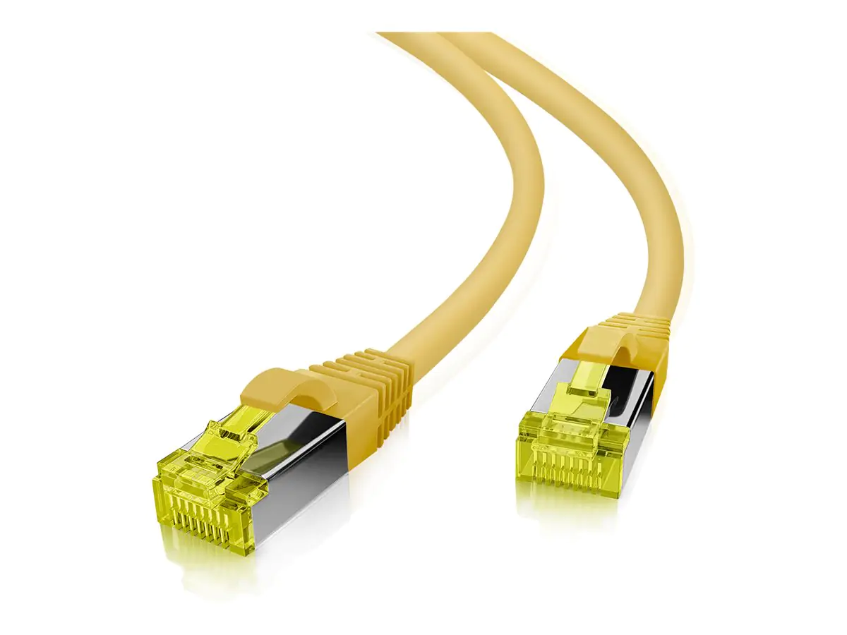 Helos - Patch-Kabel - RJ-45 (M) zu RJ-45 (M) - 15 m - 6 mm - SFTP, PiMF - CAT 7 (Kabel) / CAT 6a (Anschlüsse) - halogenfrei, Knickschutzmanschette - Gelb Helos - Patch-Kabel - RJ-45 (M) zu RJ-45 (M) - 15 m - 6 mm - SFTP, PiMF - CAT 7 (Kabel) / CAT 6a (Anschlüsse) - halogenfrei, Knickschutzmanschette - Gelb