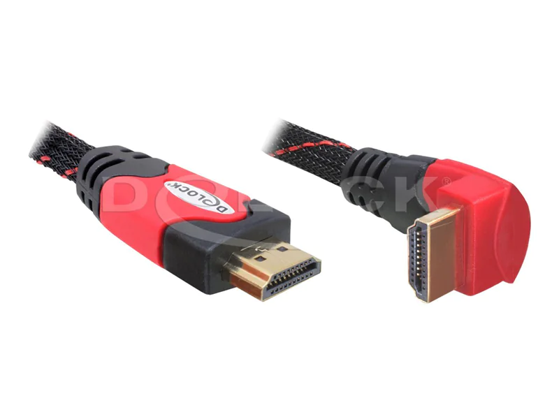 Delock High Speed HDMI with Ethernet - HDMI-Kabel mit Ethernet - HDMI männlich zu HDMI männlich - 5 m - gewinkelter Stecker
