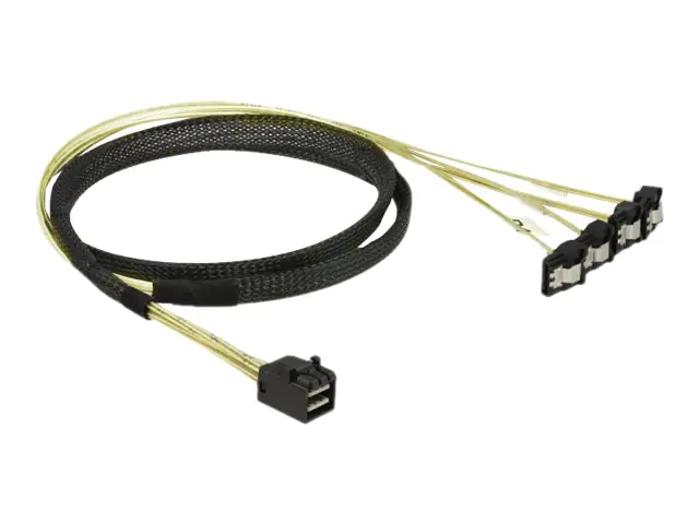 Delock - SATA- / SAS-Kabel - SAS 6Gbit/s - 4x Mini SAS HD (SFF-8643) (S) zu SATA (R) gewinkelt - 1 m
