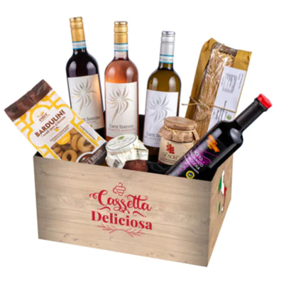 Präsentkorb Cassetta Deliciosa gefüllt Holz braun Präsentkorb Cassetta Deliciosa gefüllt Holz braun