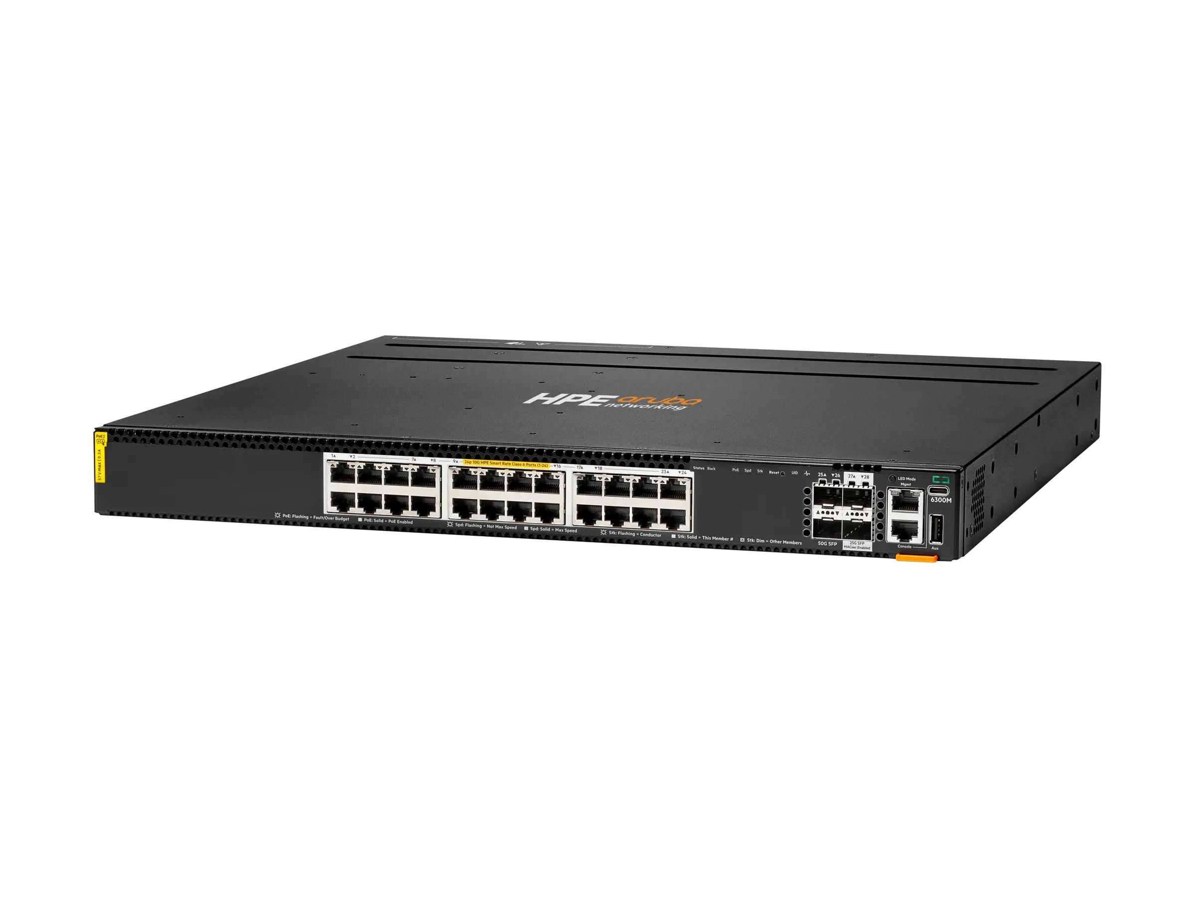 HPE Aruba Networking 6300M 24p 10M/100M/1G Class4 PoE 4p SFP56 50G TAA Switch - Switch - max. Stapelentfernung 10 km - L3 - managed - 24 x 10/100/1000 (1 PoE+) S0F99A