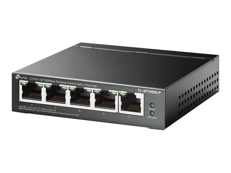 TP-Link TL-SF1005LP - V1 - Switch - unmanaged - 5 x 10/100 (4 PoE) - Desktop, wandmontierbar - PoE (41 W)