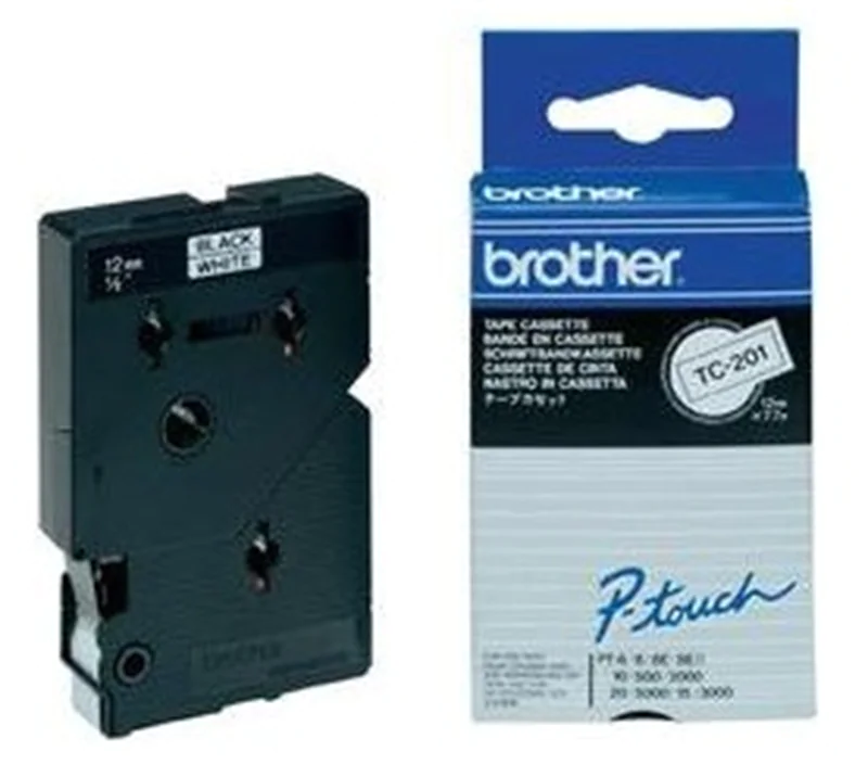 Brother TC201A - Schwarz auf Weiß - Rolle (1,2 cm x 7,7 m)