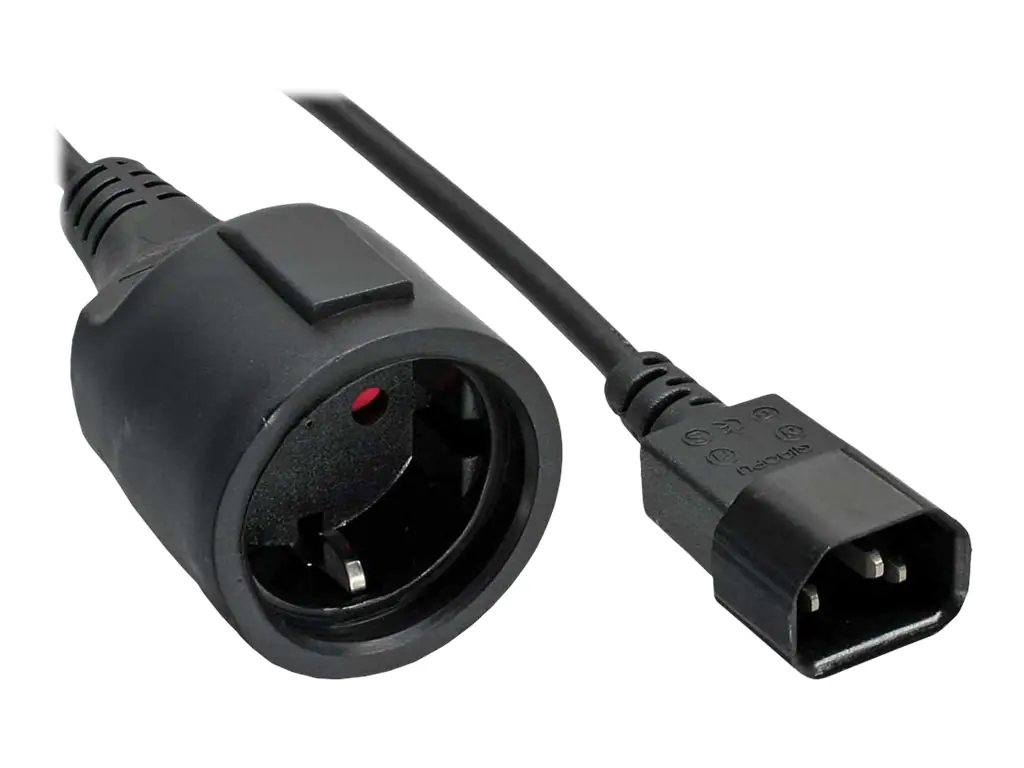 InLine - Stromkabel - IEC 60320 C14 zu power CEE 7/3 - 10 A - 2 m - Schwarz
