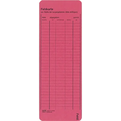 Leitz Einstellfehlkarte DIN A4 450g/m² Karton rot 50 St./Pack. Leitz Einstellfehlkarte DIN A4 450g/m² Karton rot 50 St./Pack.