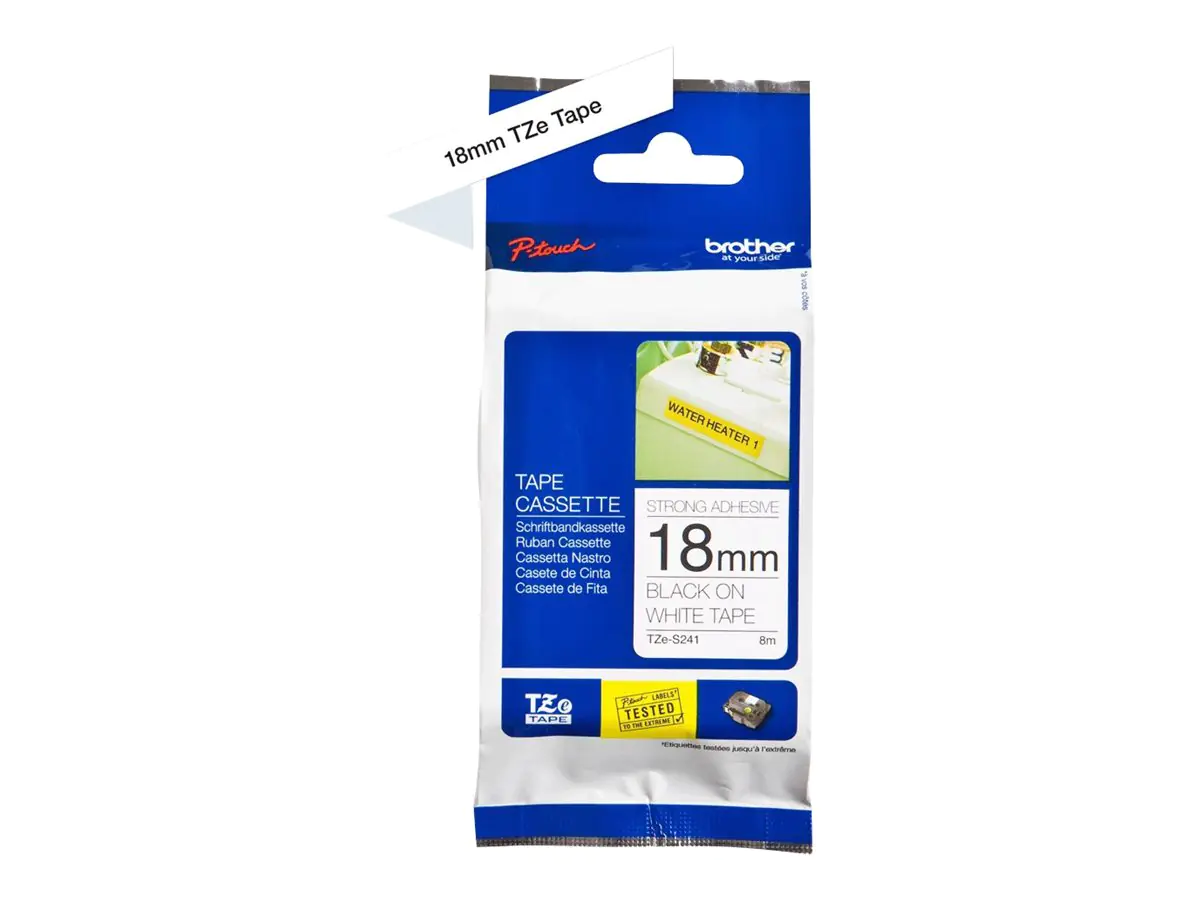 Brother TZe-S241 - Stark klebend - Schwarz auf Weiß - Rolle (1,8 cm x 8 m) TZES241