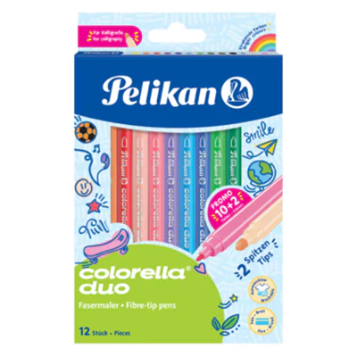 Pelikan Doppelfasermaler Colorella Duo 1 und 2mm farbig sortiert 12 St:/Pack. Pelikan Doppelfasermaler Colorella Duo 1 und 2mm farbig sortiert 12 St:/Pack.