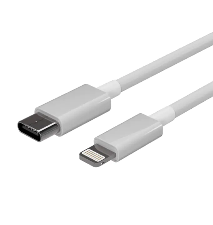 Bayko USB-C 2.0 Daten-Ladekabel, USB-C St./8-Pin St., 18W, TPE, weiß 0,5m