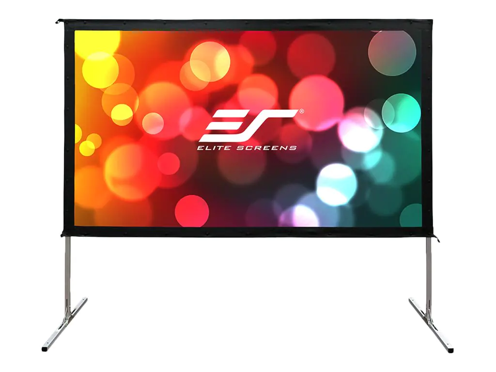 Elite Screens Yard Master 2 Series OMS100H2-DUAL - Projektionsschirm mit Beinen - 254 cm (100") - 16:9 - Wraith Veil Dual - Black Trim, silber Rahmen