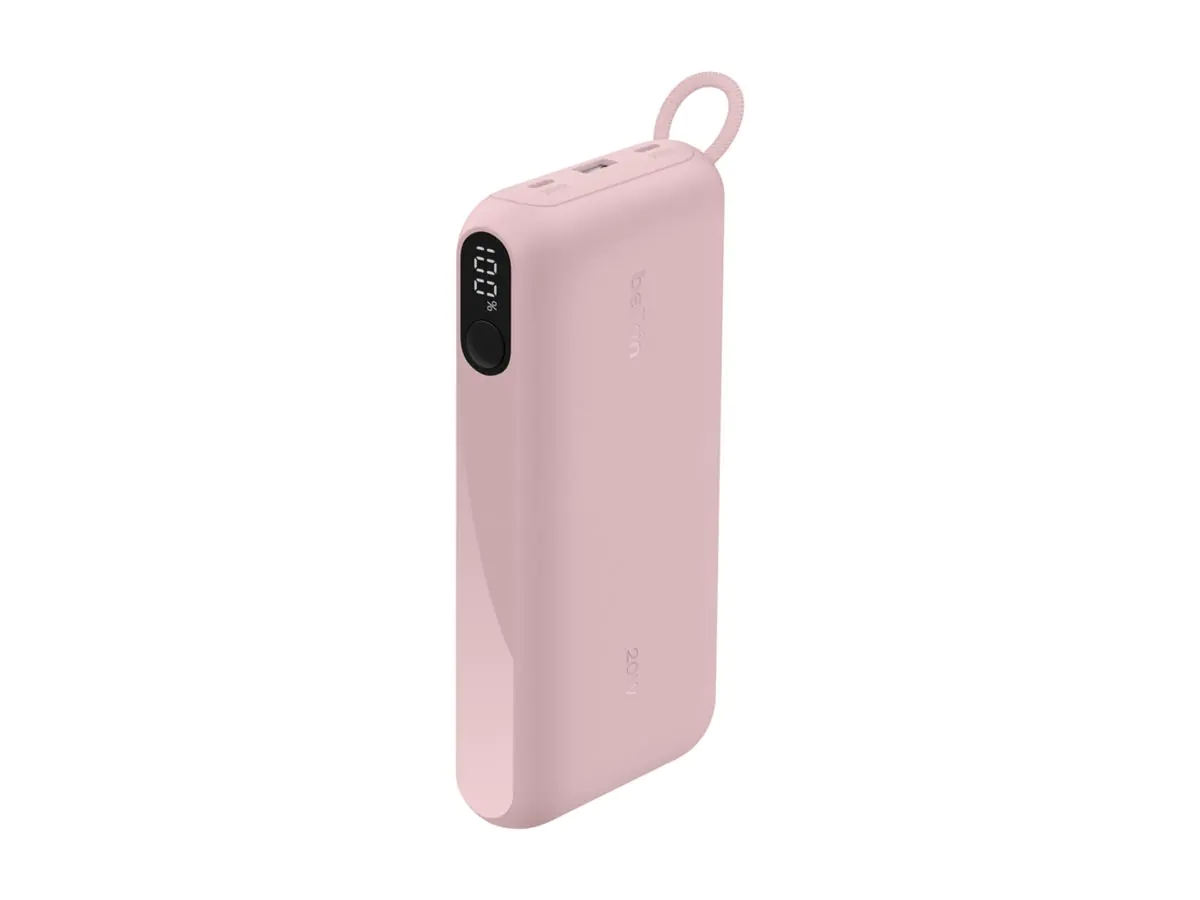Belkin BoostCharge - Powerbank - mit Display - 20000 mAh - 20 Watt - PD - 3 Ausgabeanschlussstellen (2 x USB-C, USB) BPB028HQPK