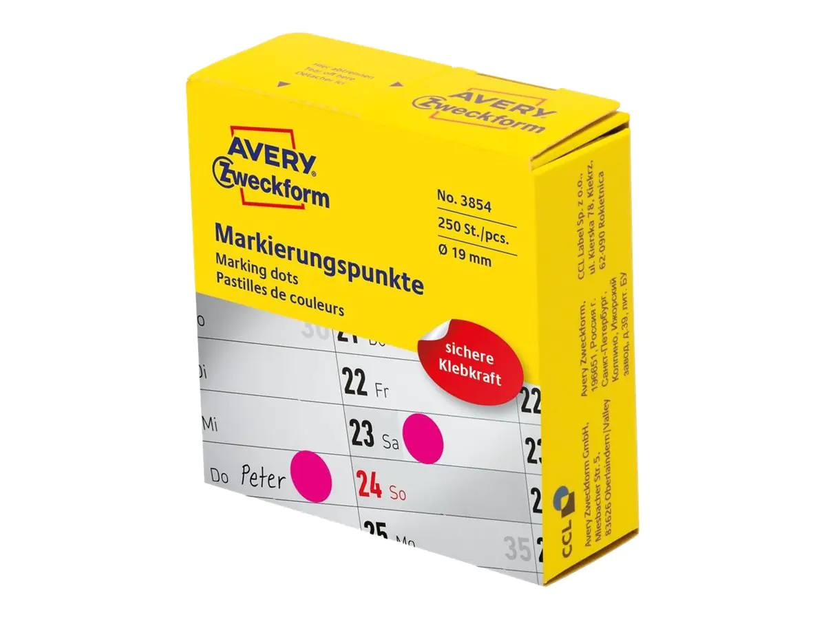 Avery Zweckform Markierungspunkt 3854 19mm magenta 250 St./Pack.