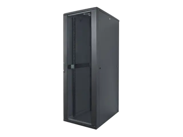 Intellinet Network Cabinet, Free Standing (Standard), 22U, Usable Depth 123 to 573mm/Width 503mm, Black, Flatpack, Max 1500kg, Server Rack, IP20 rated, 19", Steel, Multi-Point Door Lock, One Lock Per Side Panel, Three Year Warranty - Schrank Netzwerkschra