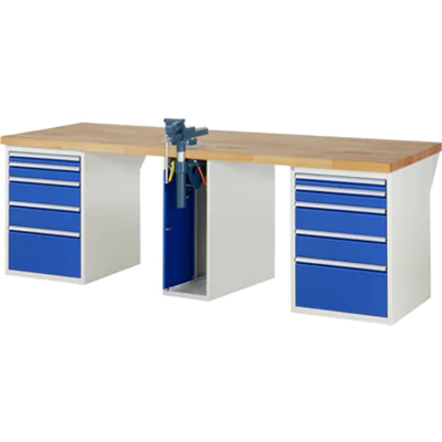 RAU Werkbank 7000 2.500 x 890 x 900 mm (B x H x T) enzianblau lichtgrau