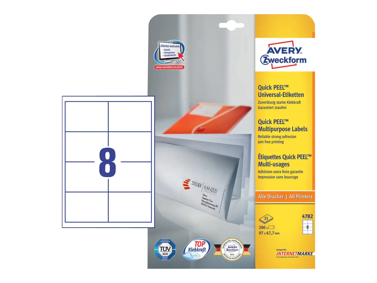Avery Zweckform Universaletikett 4782 97x67,7mm weiß 240 St./Pack.