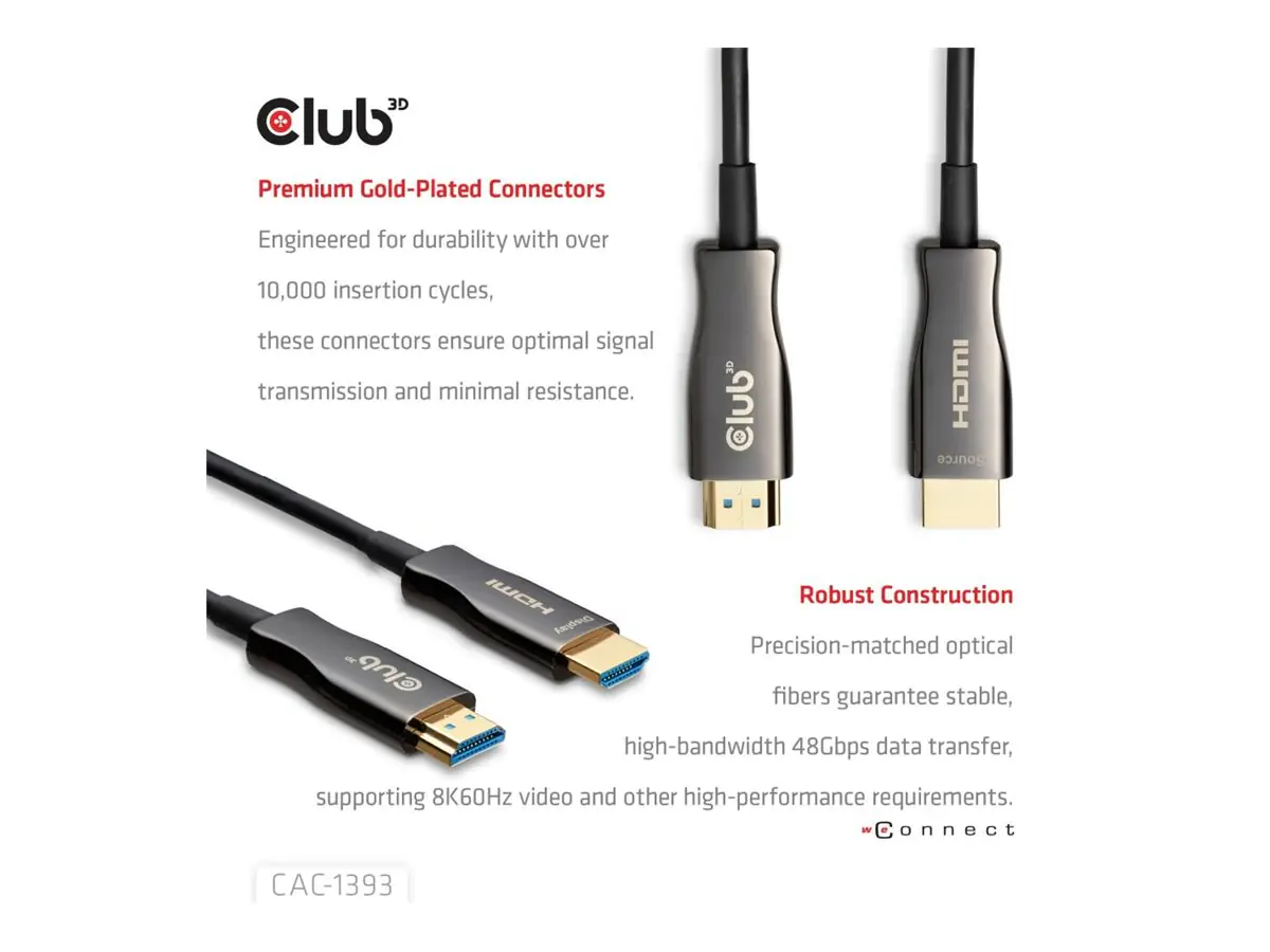 Club 3D Ultra High Speed - HDMI-Kabel - HDMI männlich zu HDMI männlich - 50 m - Geschützter Hyb