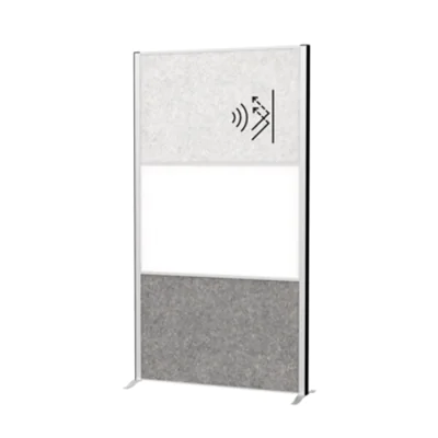 MAUL Stellwand MAULconnecto 100 x 182 cm (B x H) Zweibeinstativ Stahl, 100 % PES-Fasern hellgrau, weiß, dunkelgrau