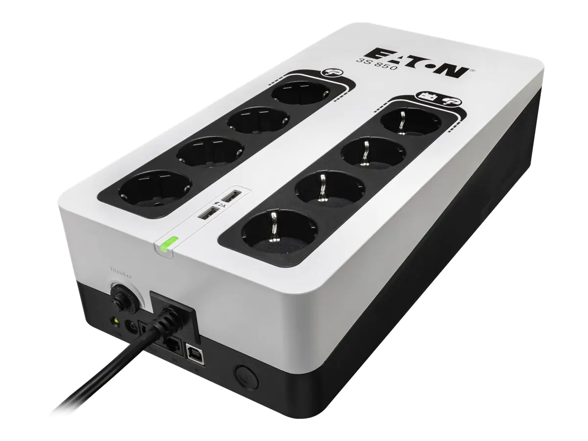 Eaton 3S 850 - USV - Wechselstrom 220-240 V - 510 Watt - 850 VA - 1-phasig - USB - Ausgangsanschlüsse: 8